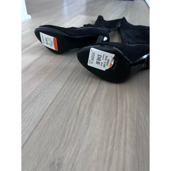 BRUNO MAGLI Black Suede High Heel Knee High Boots with Patent Leather size 35 - Picture 11 of 11